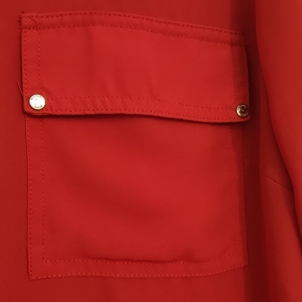 2for$10 Michael Kors Red Blouse Tunic Zipper Front Career Work Elegant Party - Picture 6 of 9